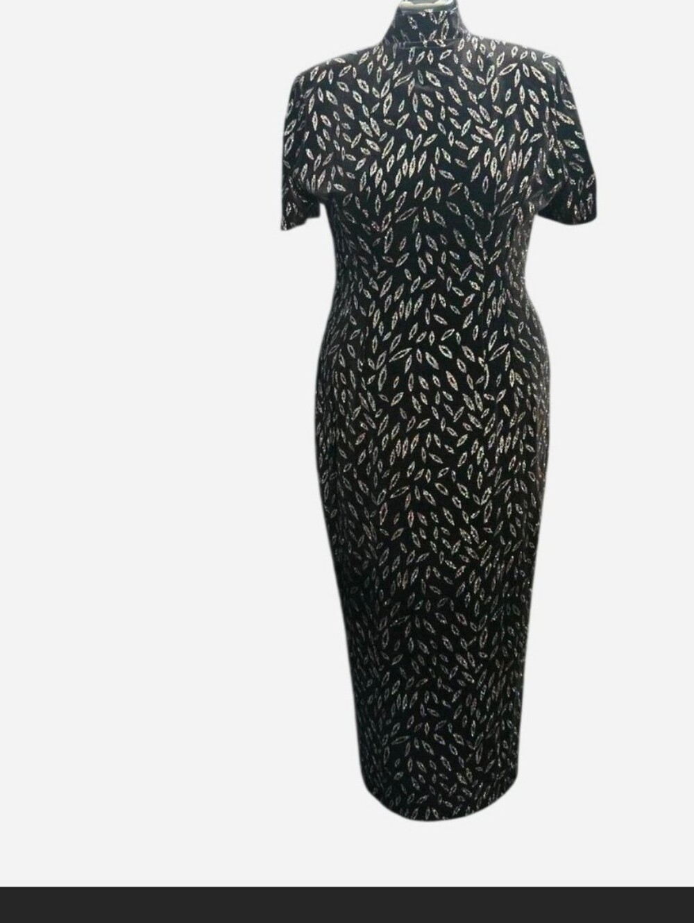 1990's Vintage ANOTHER THYME Midi Dress With High Collar